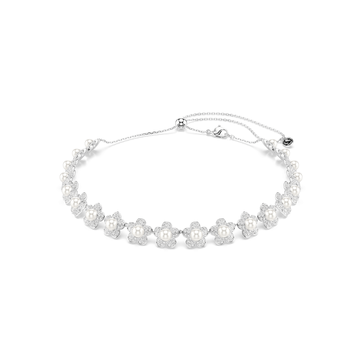 Ariana Grande x Swarovski choker, Crystal pearl, Round cut, White, Rhodium plated 5751250