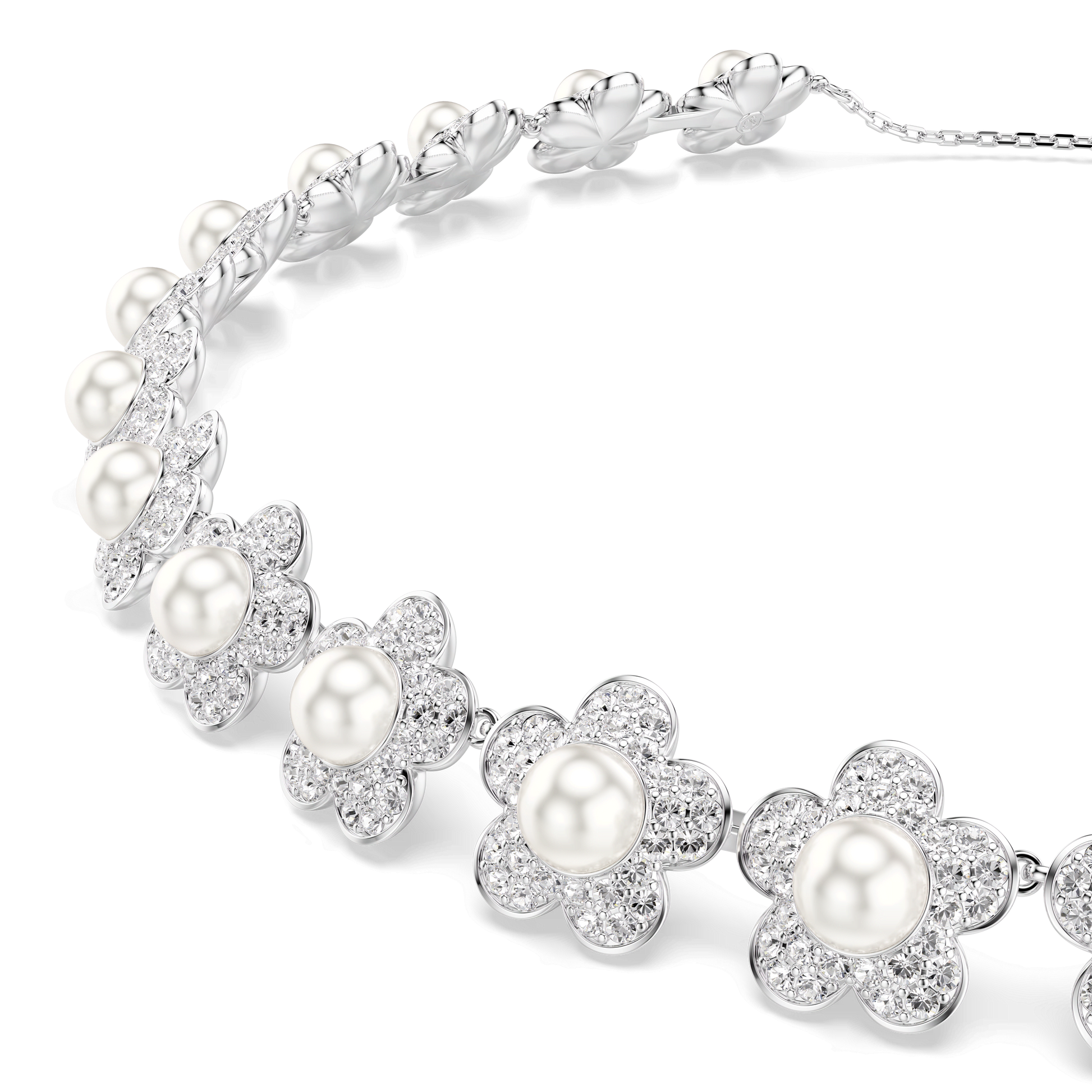 Ariana Grande x Swarovski choker, Crystal pearl, Round cut, White, Rhodium plated 5751250