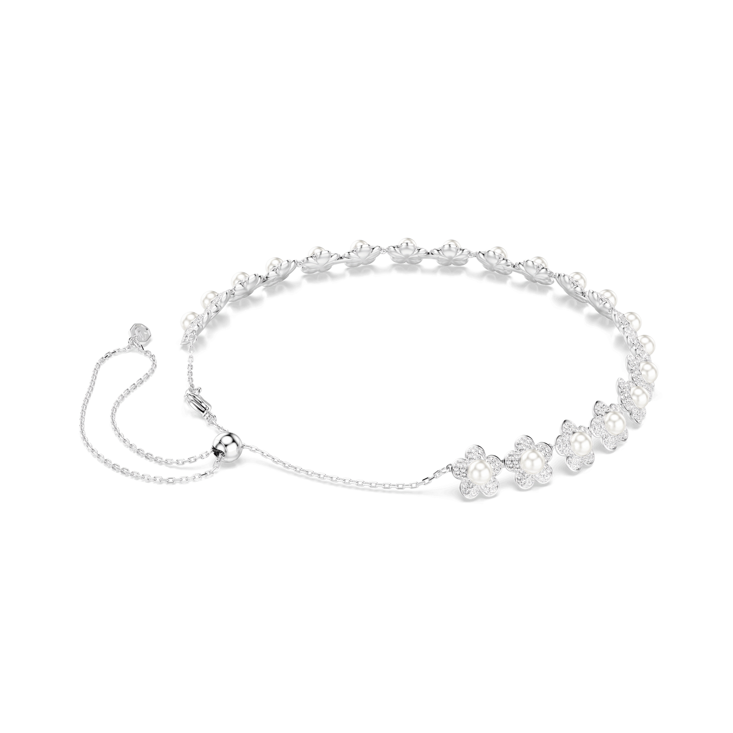 Ariana Grande x Swarovski choker, Crystal pearl, Round cut, White, Rhodium plated 5751250