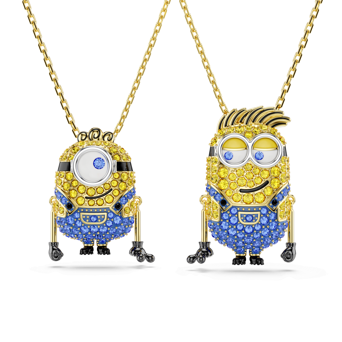 Minions James and Henry set, Pavé, Multicolored, 18K gold finish
