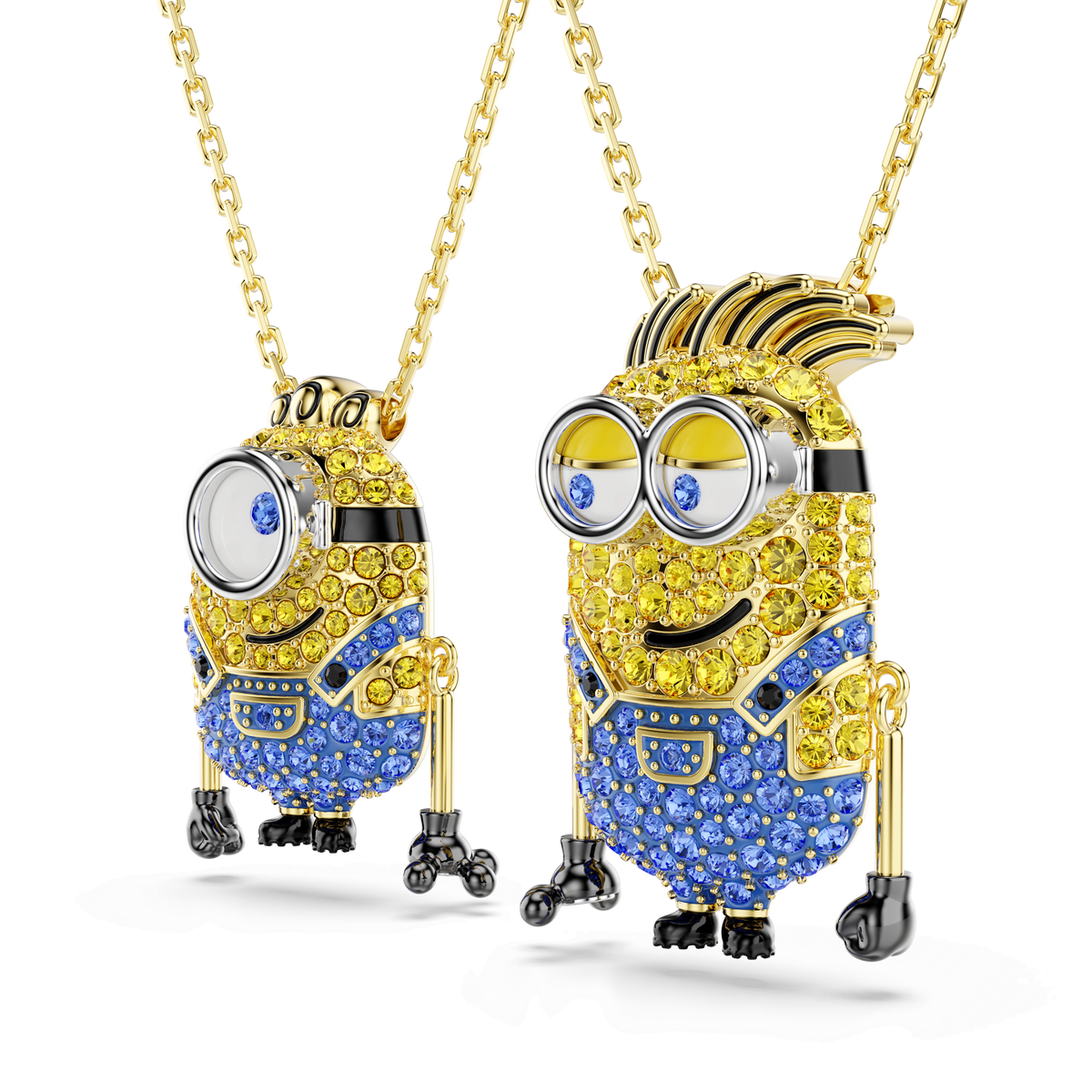 Minions James and Henry set, Pavé, Multicolored, 18K gold finish