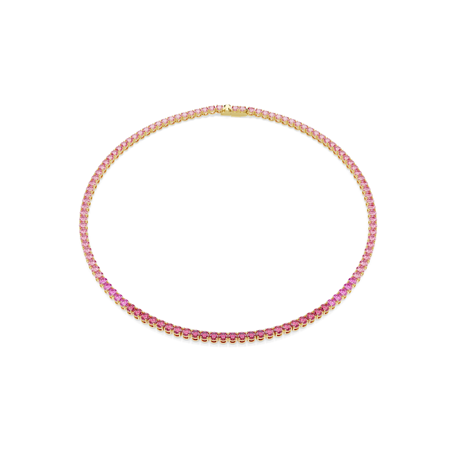 Matrix Tennis necklace, Round cut, Pink, Gold-tone plated 5751762