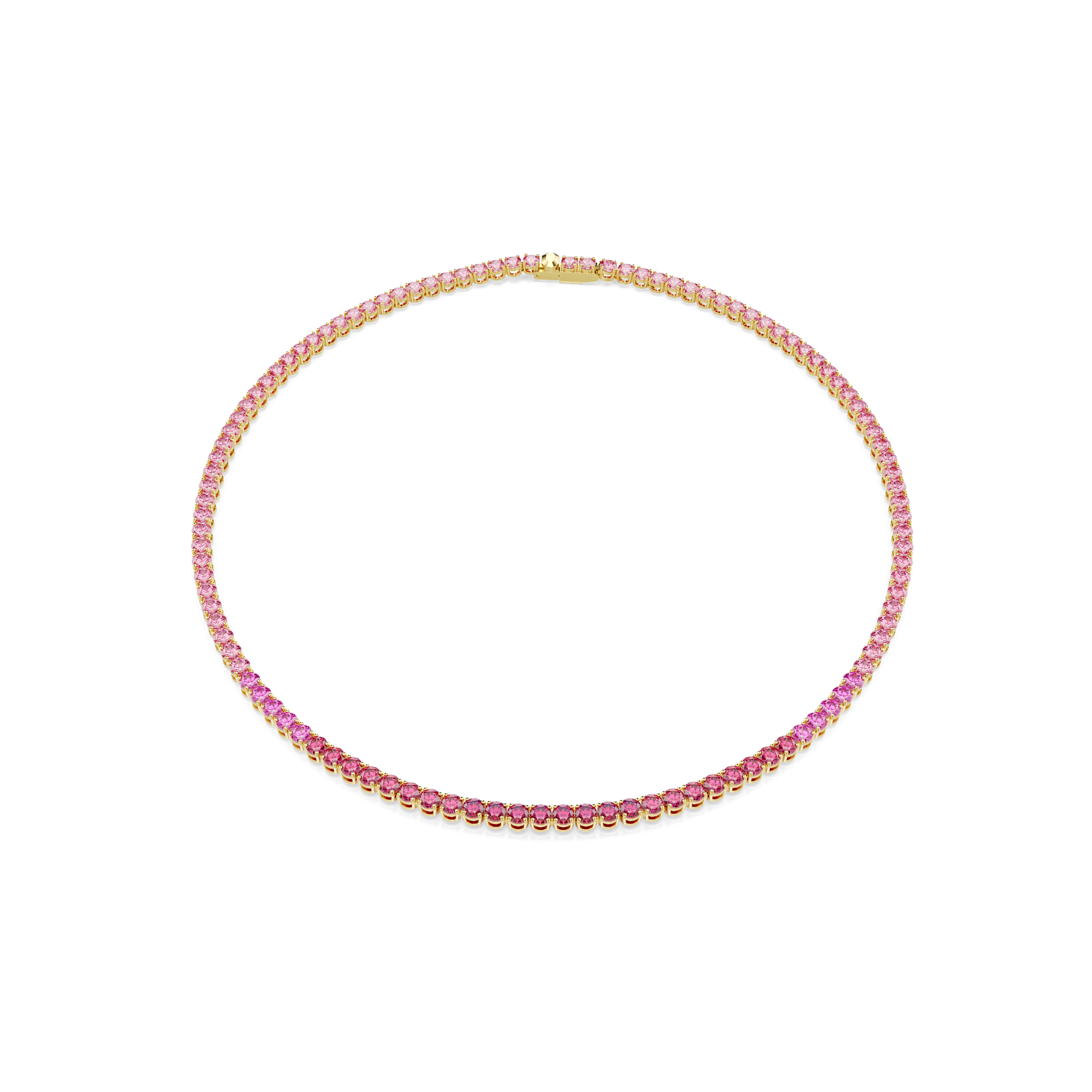 Matrix Tennis necklace, Round cut, Pink, Gold-tone plated 5751762