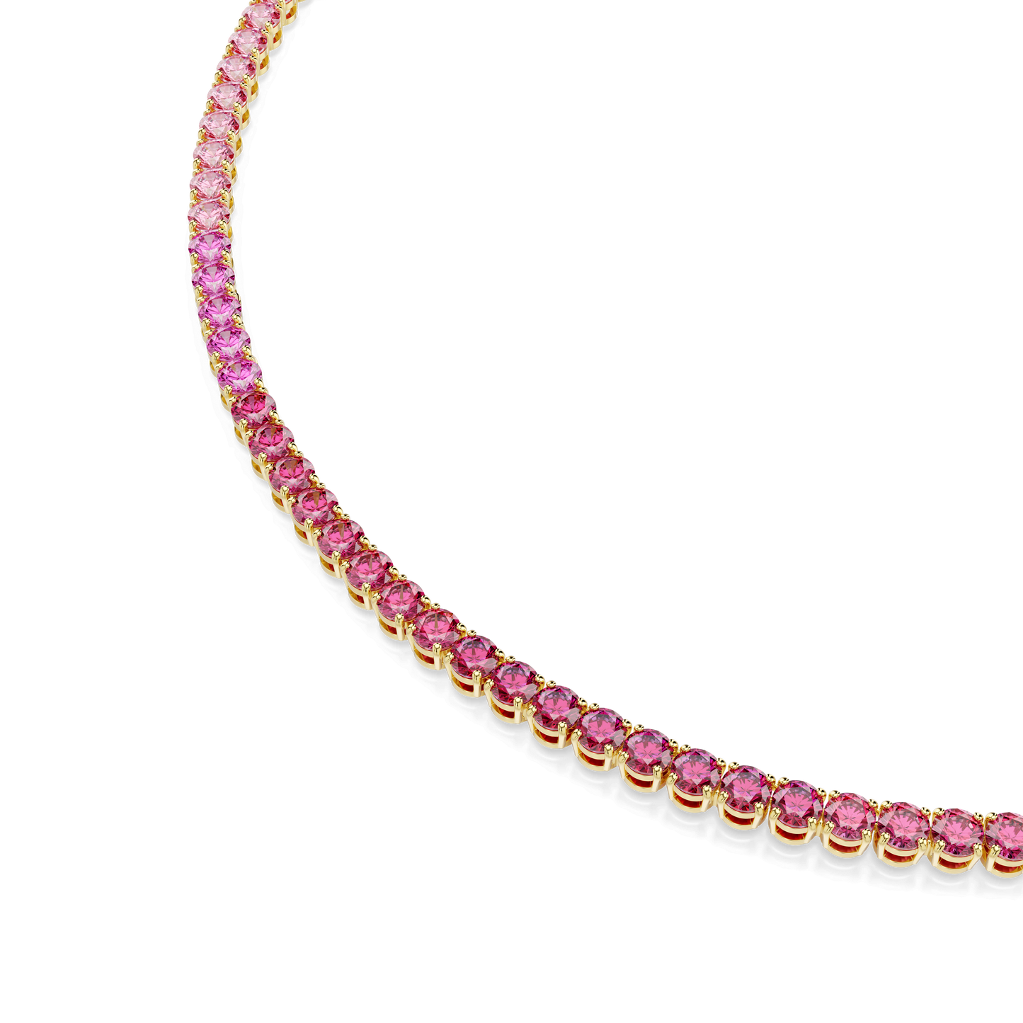 Matrix Tennis necklace, Round cut, Pink, Gold-tone plated 5751762