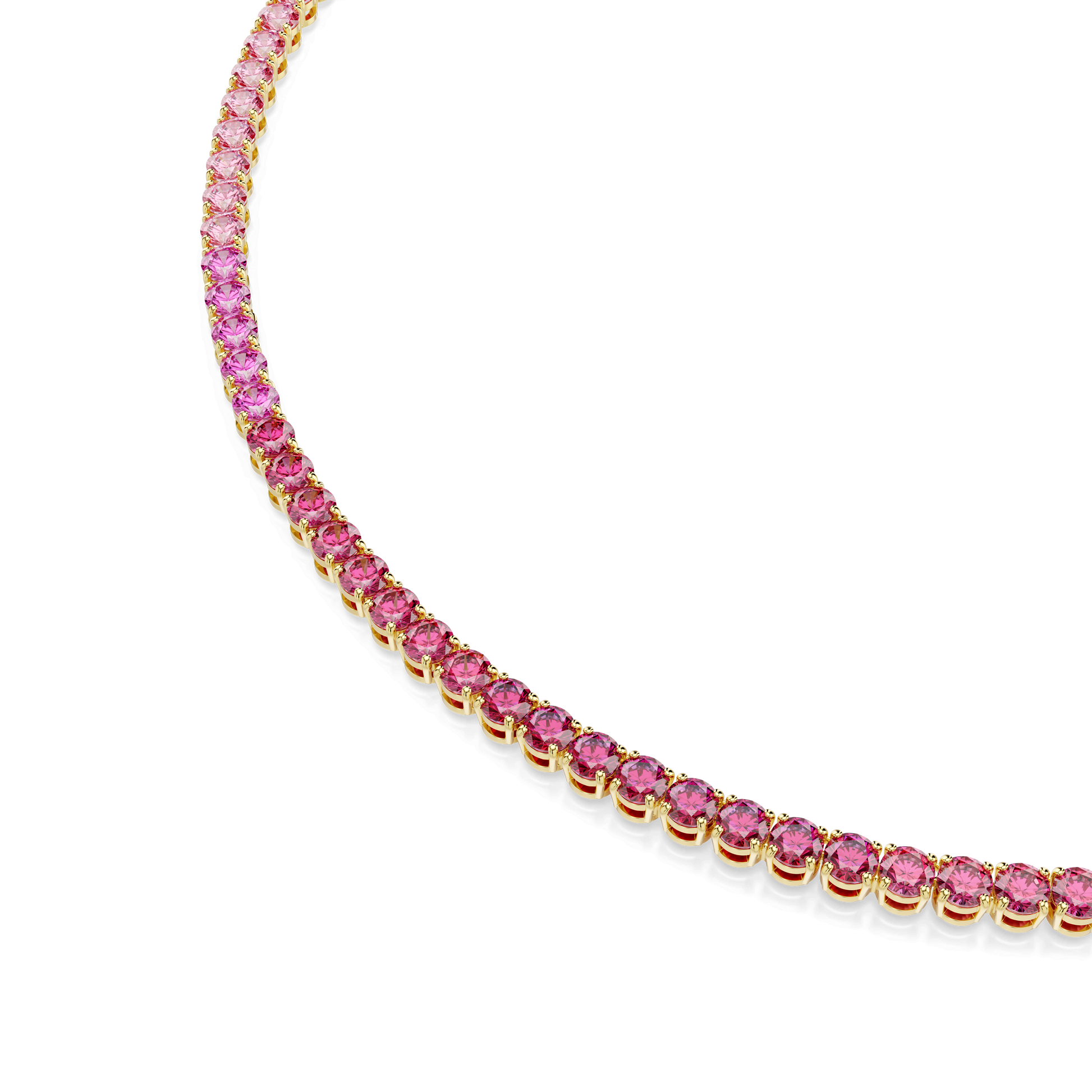 Matrix Tennis necklace, Round cut, Pink, Gold-tone plated 5751762