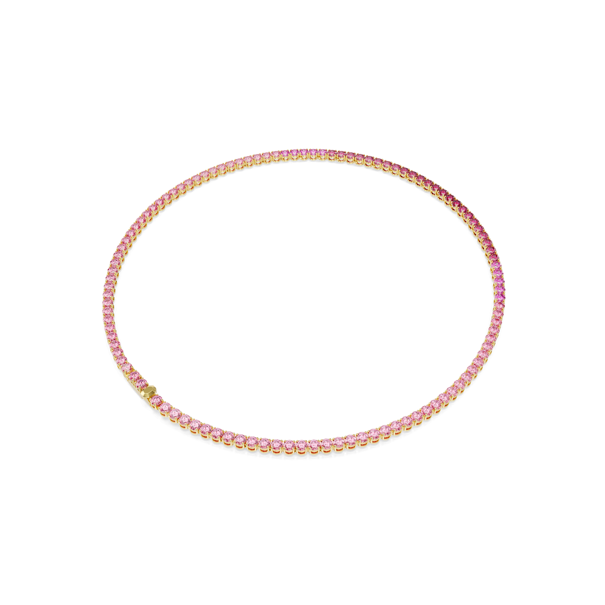 Matrix Tennis necklace, Round cut, Pink, Gold-tone plated 5751762