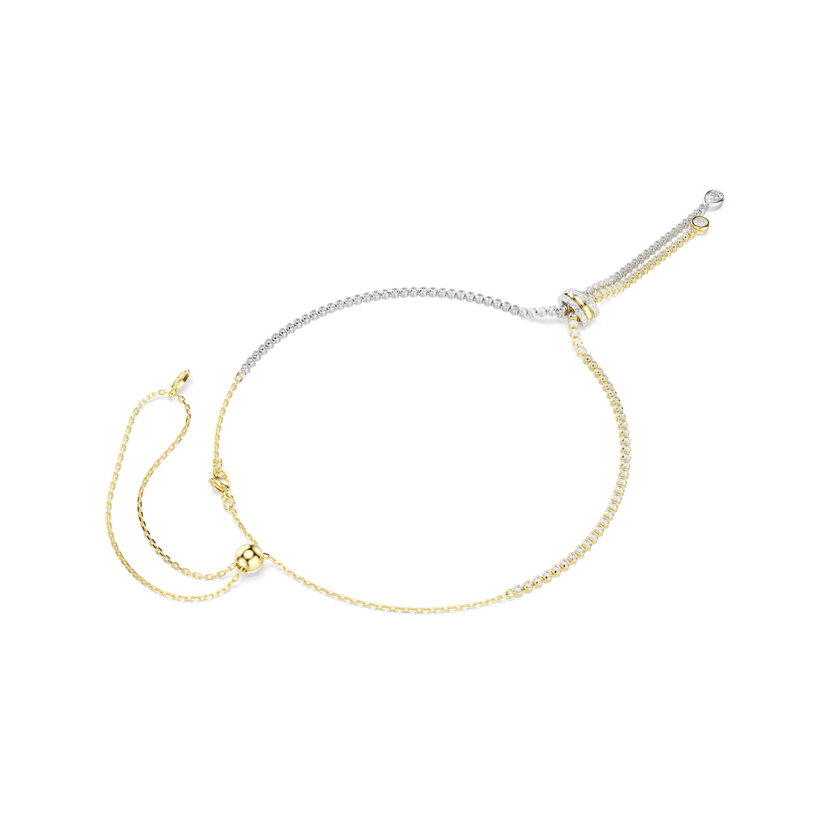 Hyperbola Y necklace, Round cut, Knot, White, Mixed metal finish