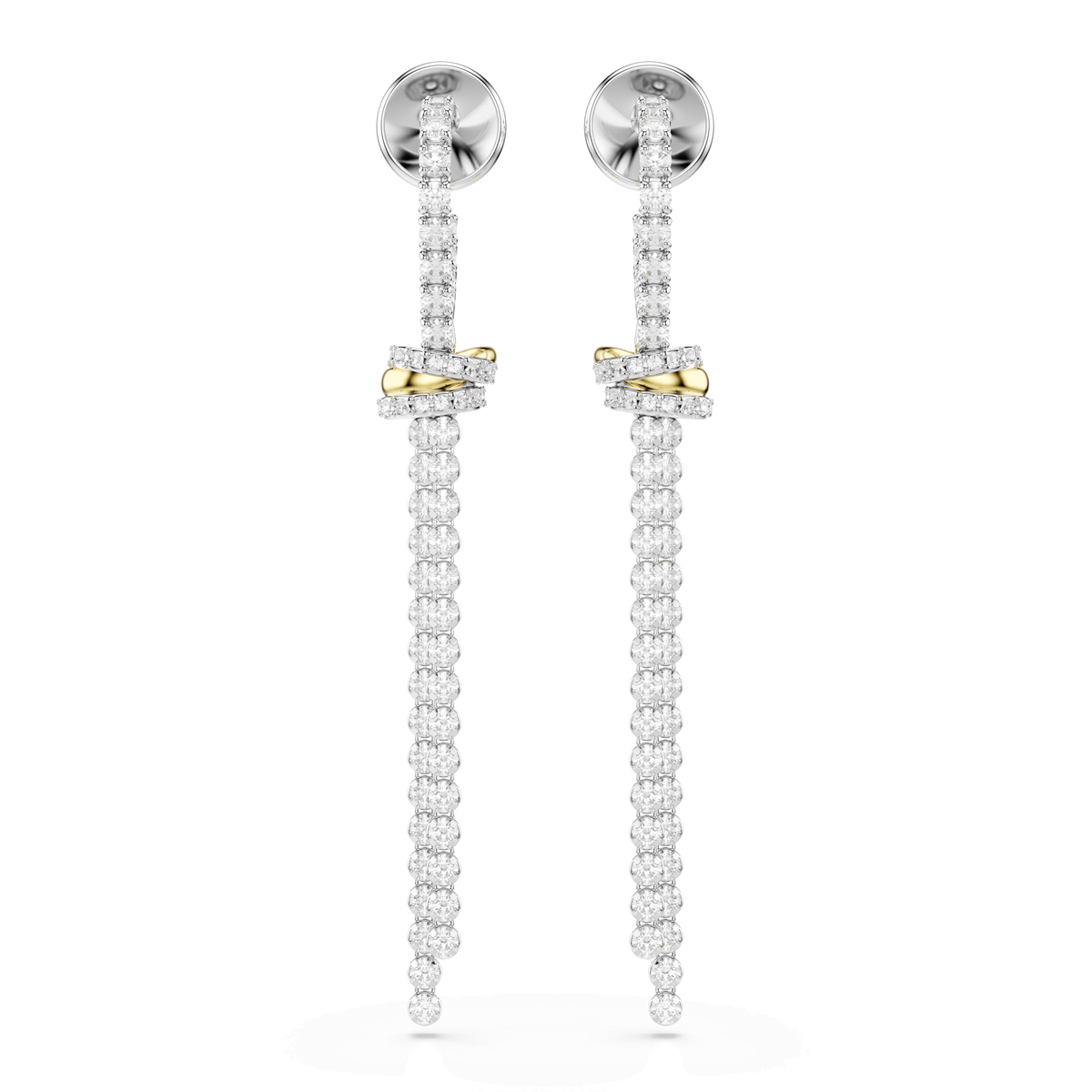 Hyperbola drop earrings, Round cut, Knot, White, Mixed metal finish