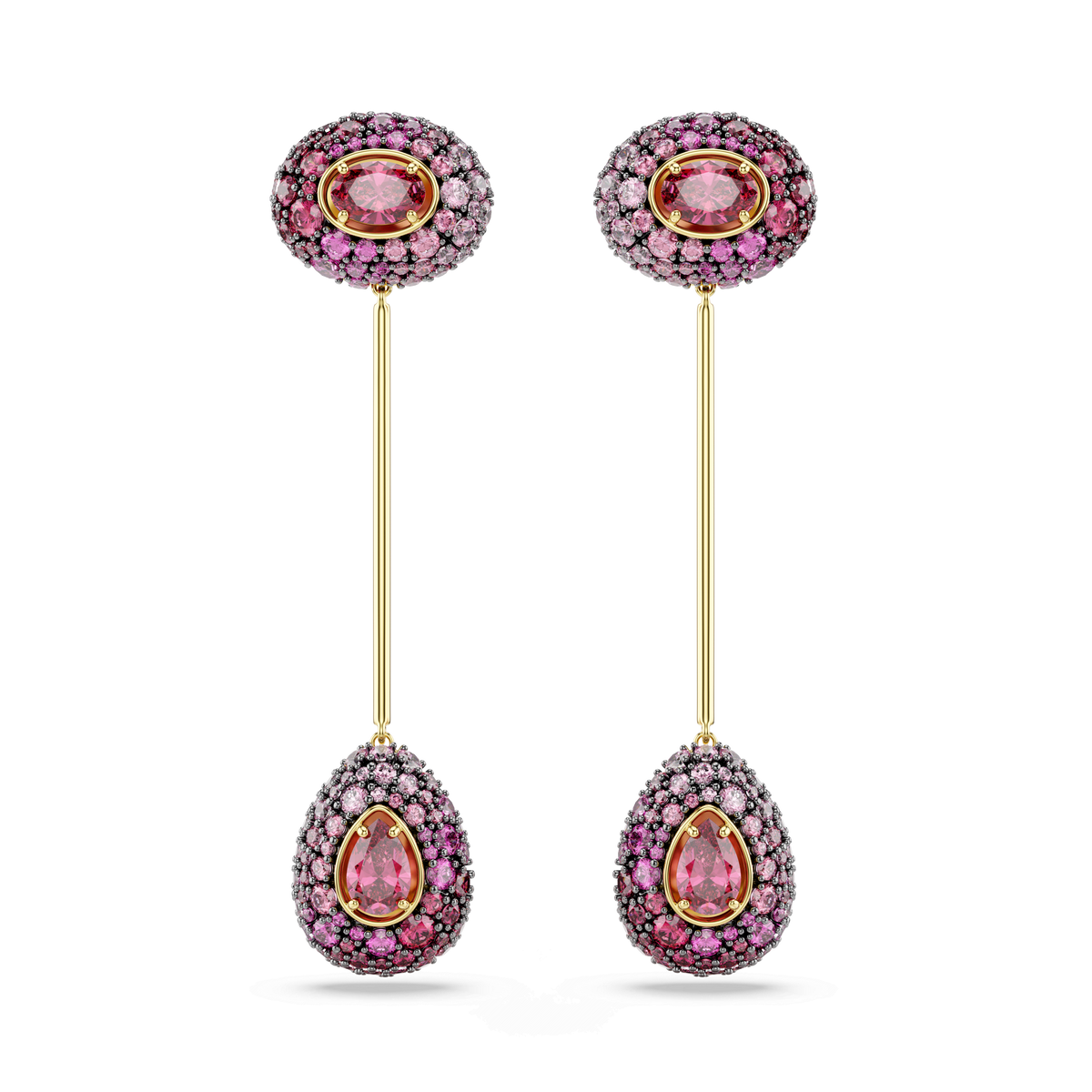 Sublima drop earrings, Pear cut, Red, 18K gold finish