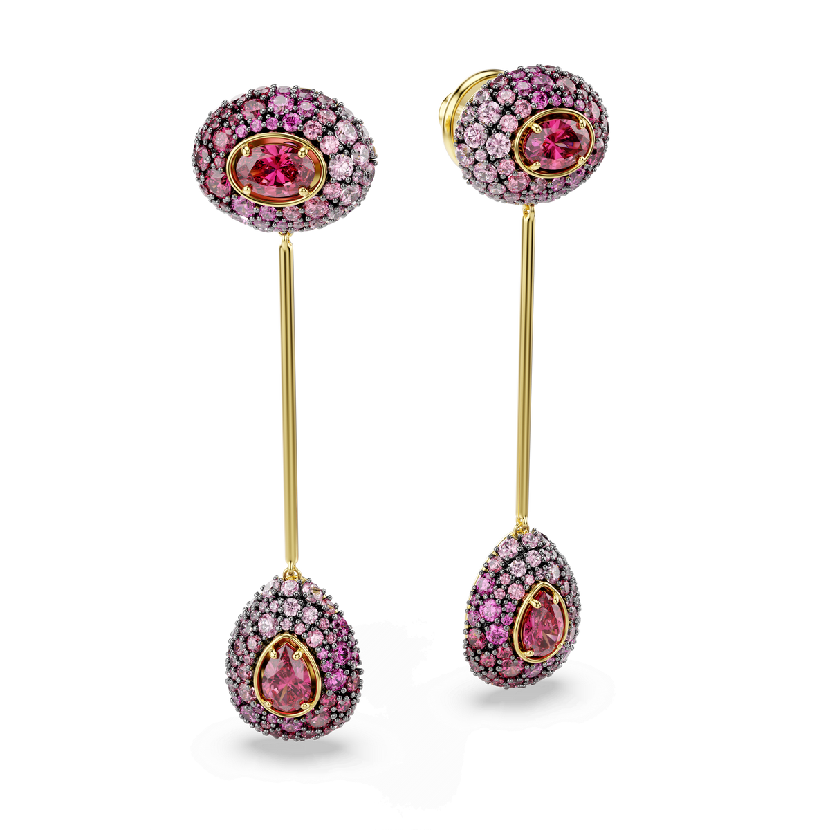 Sublima drop earrings, Pear cut, Red, 18K gold finish
