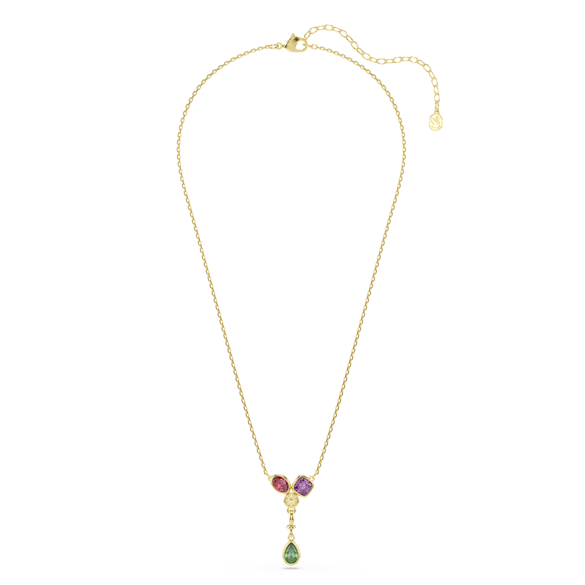 Imber Y pendant, Mixed cuts, Multicolored, 18K gold finish