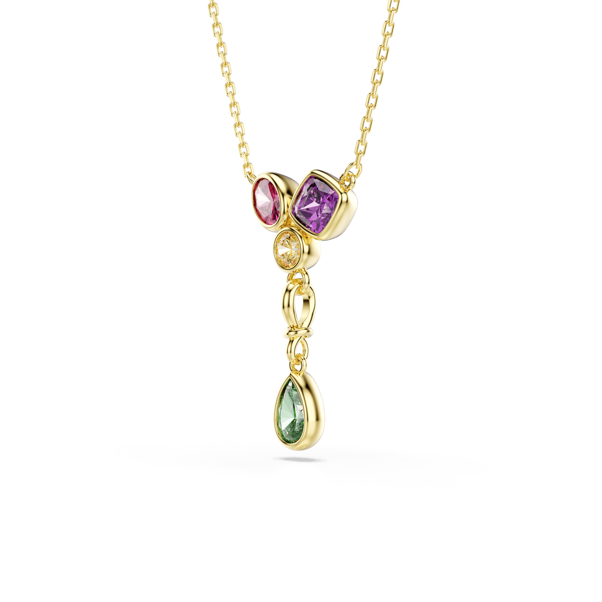 Imber Y pendant, Mixed cuts, Multicolored, 18K gold finish