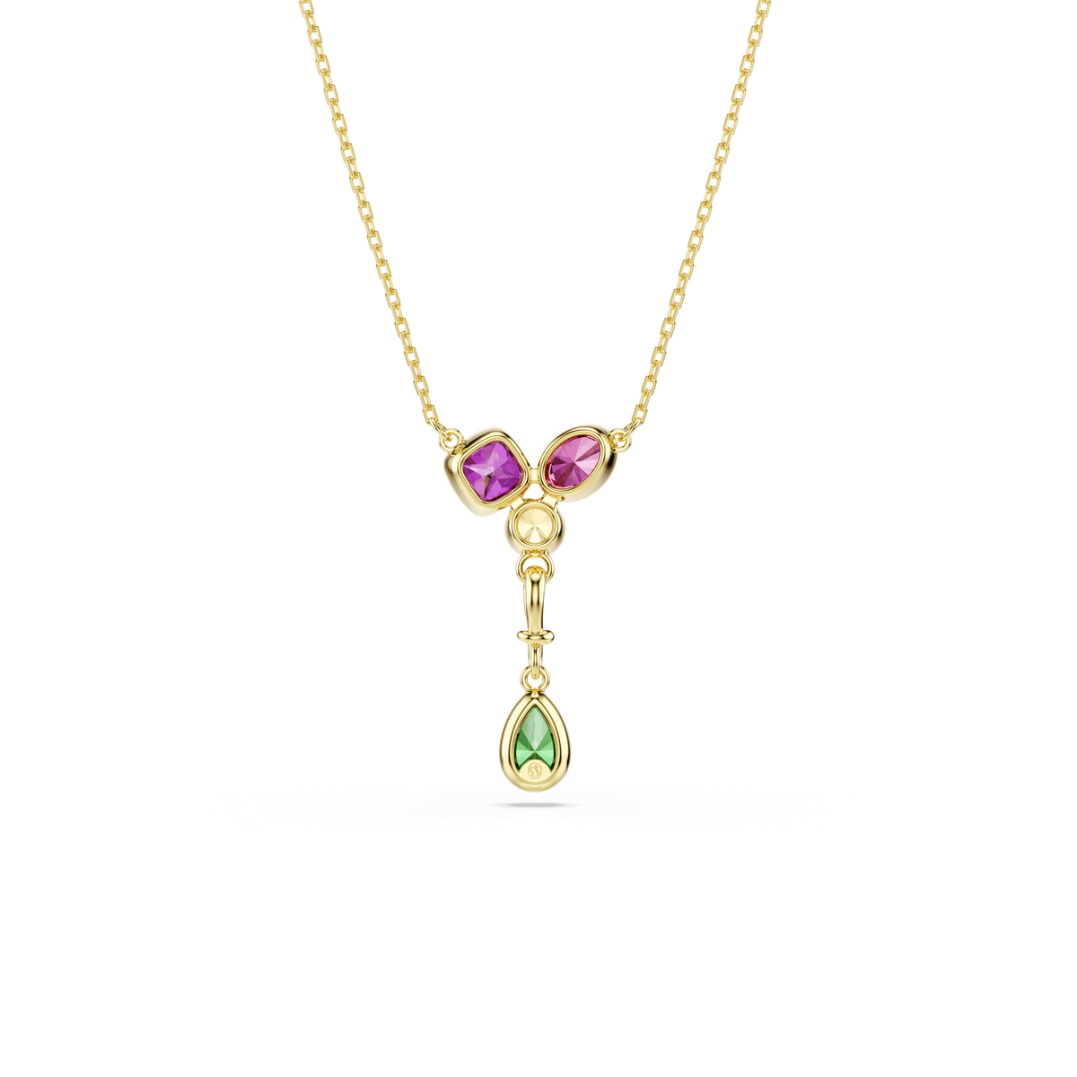 Imber Y pendant, Mixed cuts, Multicolored, 18K gold finish