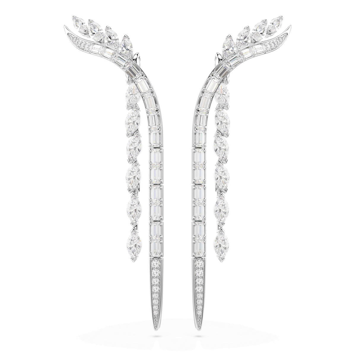 Mesmera earrings, Mixed cuts, White, Rhodium plated