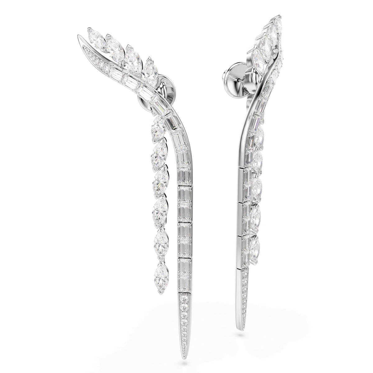 Mesmera earrings, Mixed cuts, White, Rhodium plated