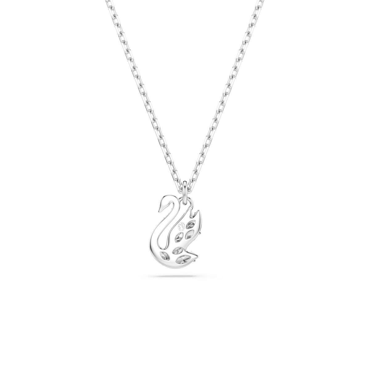 Swan pendant, Mixed cuts, Swan, White, Rhodium plated