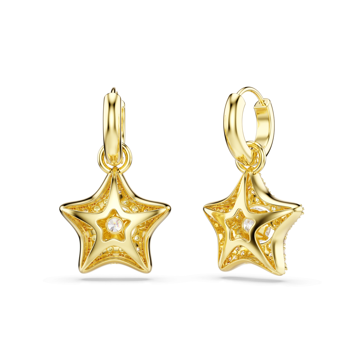 Sublima drop earrings, Round cut, Star, Multicolored, 18K gold finish