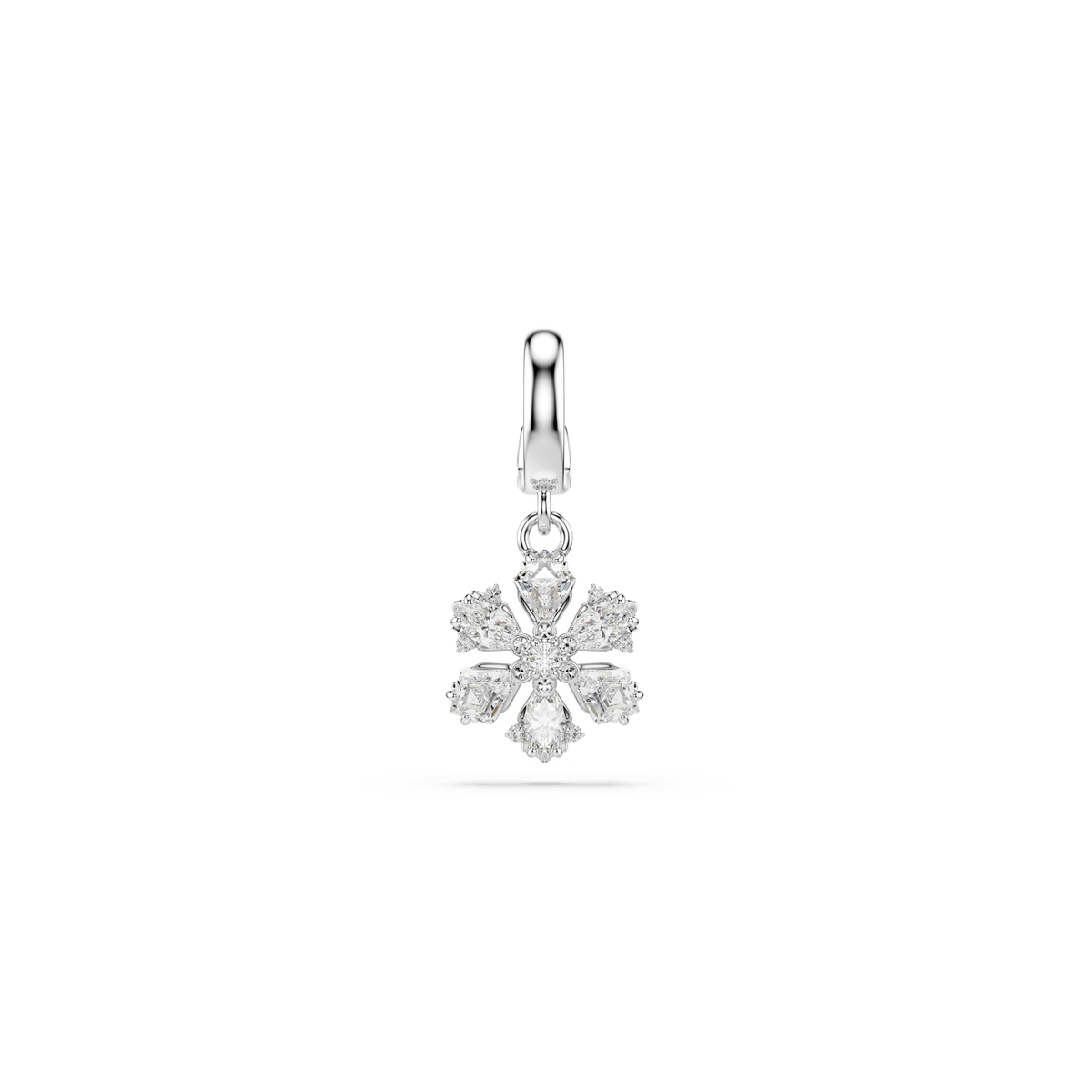 Idyllia charm, Mixed cuts, Snowflake, White, Rhodium plated
