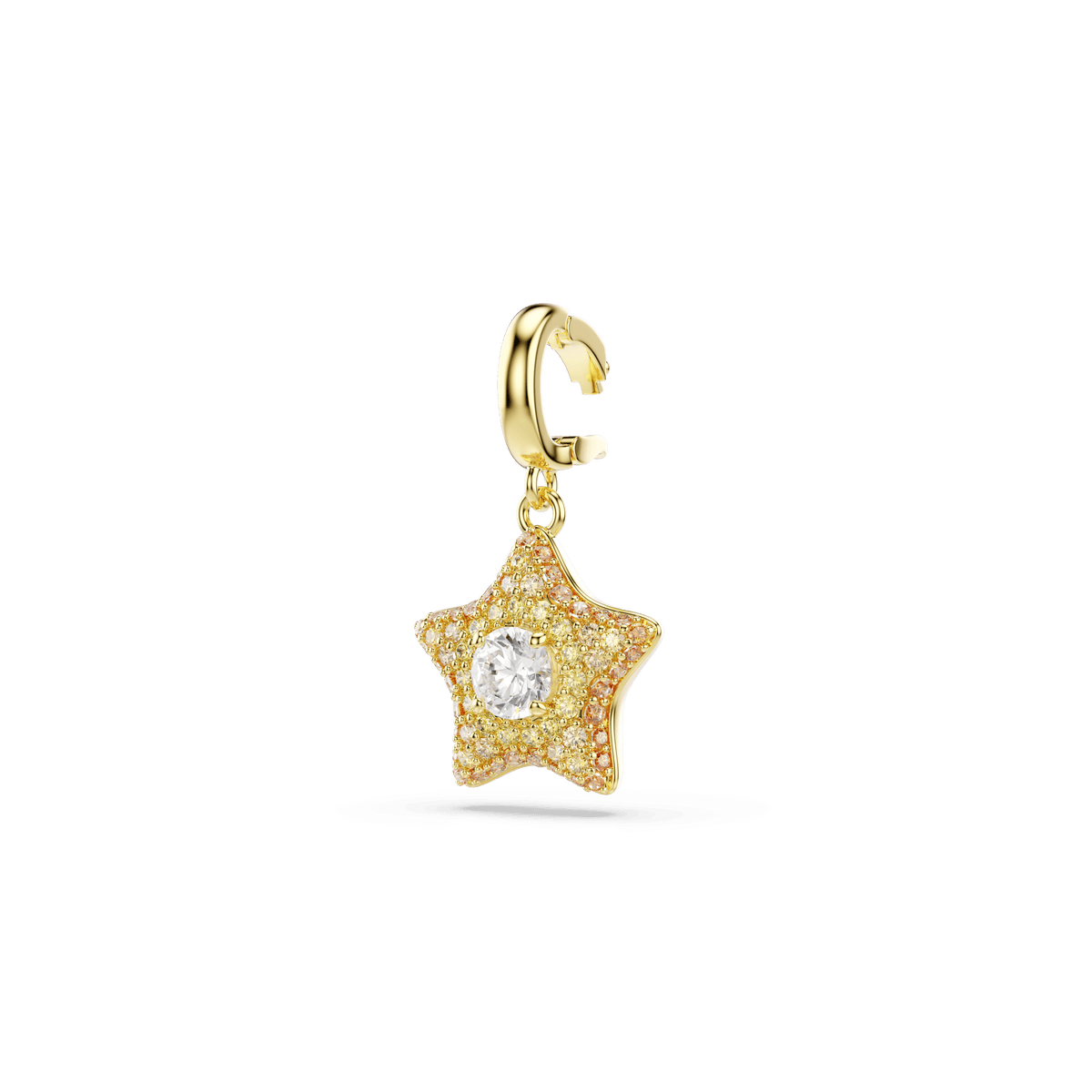 Sublima charm, Round cut, Star, Yellow, 18K gold finish