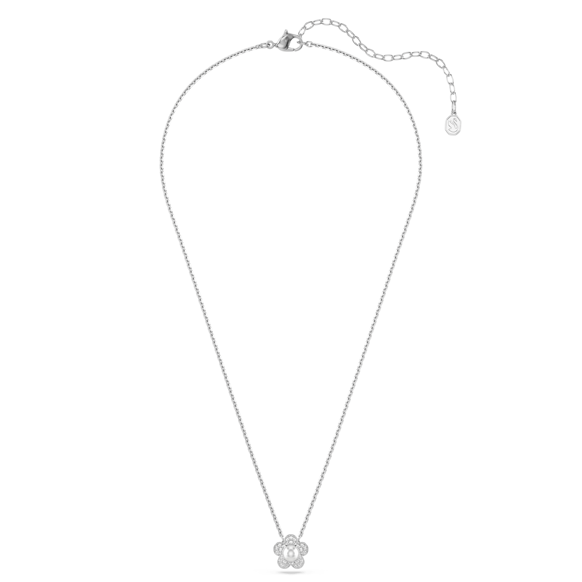 Ariana Grande x Swarovski pendant, Round cut, Flower, White, Rhodium plated 5755817