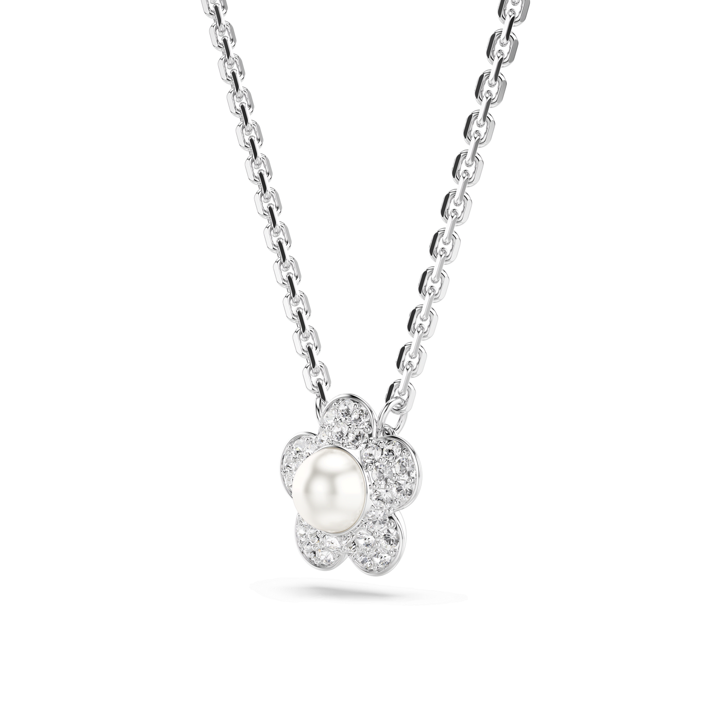 Ariana Grande x Swarovski pendant, Round cut, Flower, White, Rhodium plated 5755817