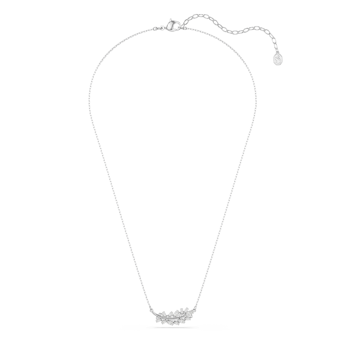 Vienna pendant, Mixed cuts, Feather, White, Rhodium plated