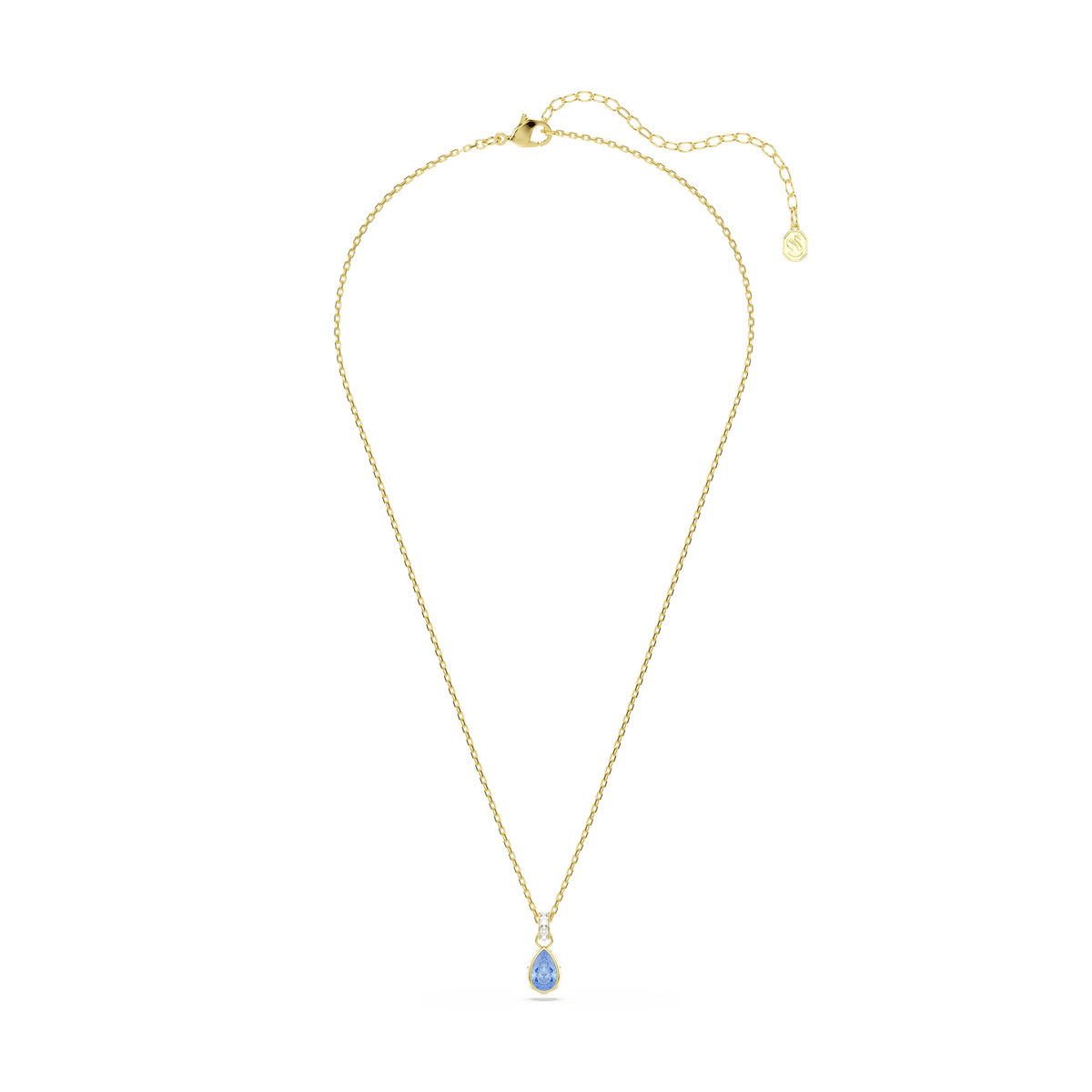 Chroma pendant, Pear cut, Blue, 18K gold finish