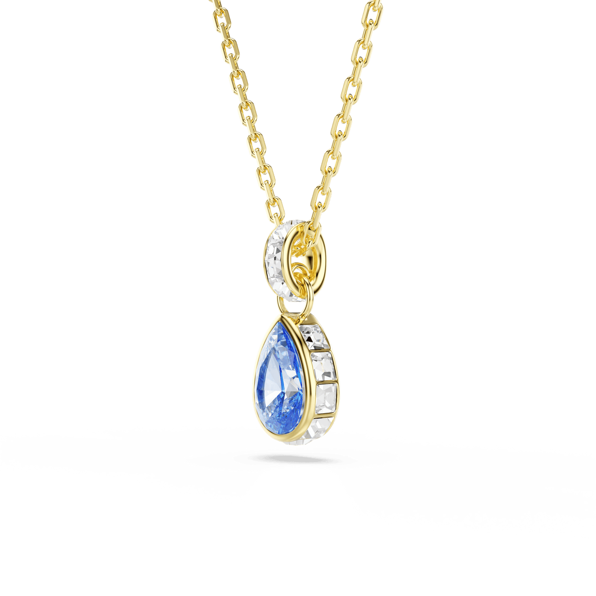 Chroma pendant, Pear cut, Blue, 18K gold finish