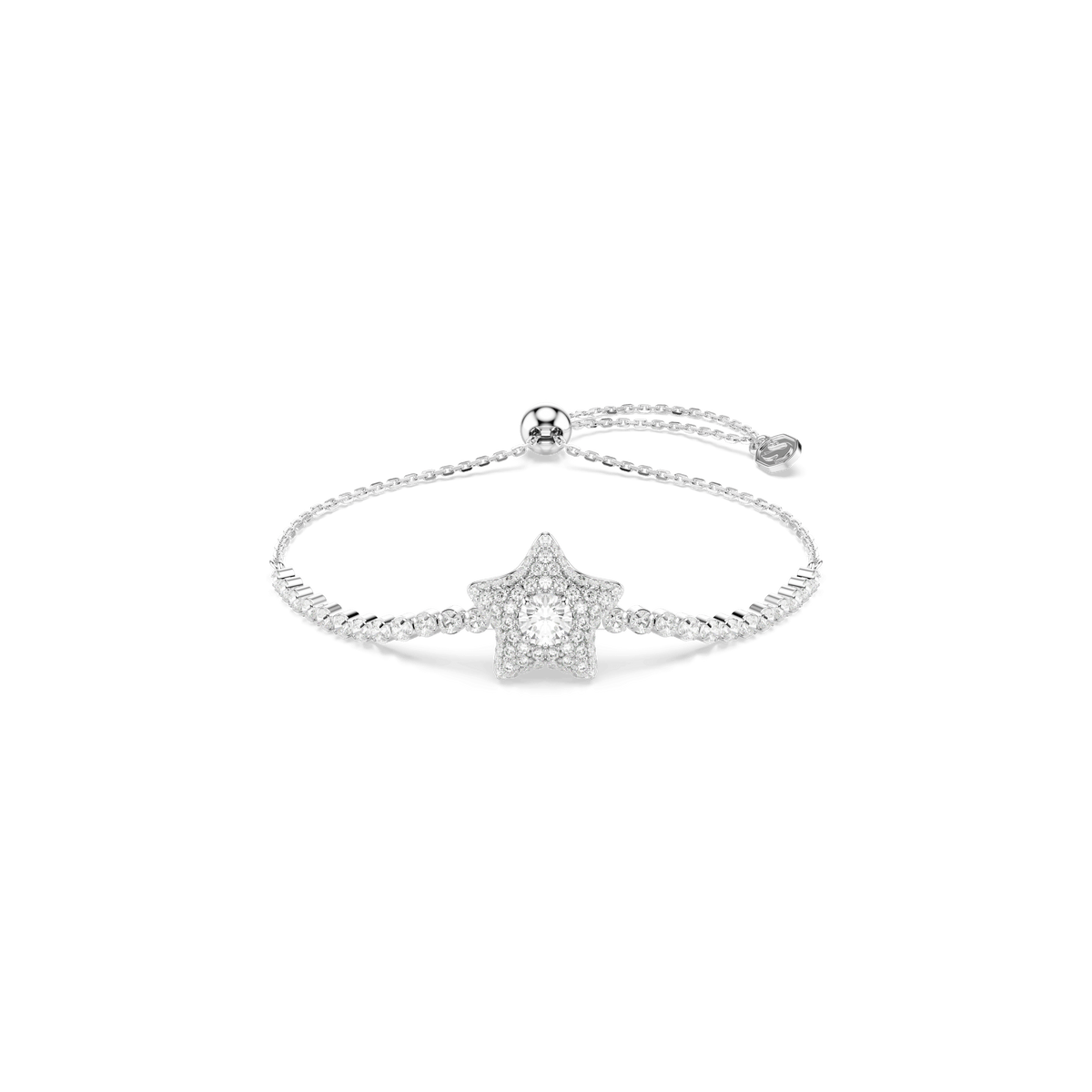 Sublima bracelet, Round cut, Star, White, Rhodium plated