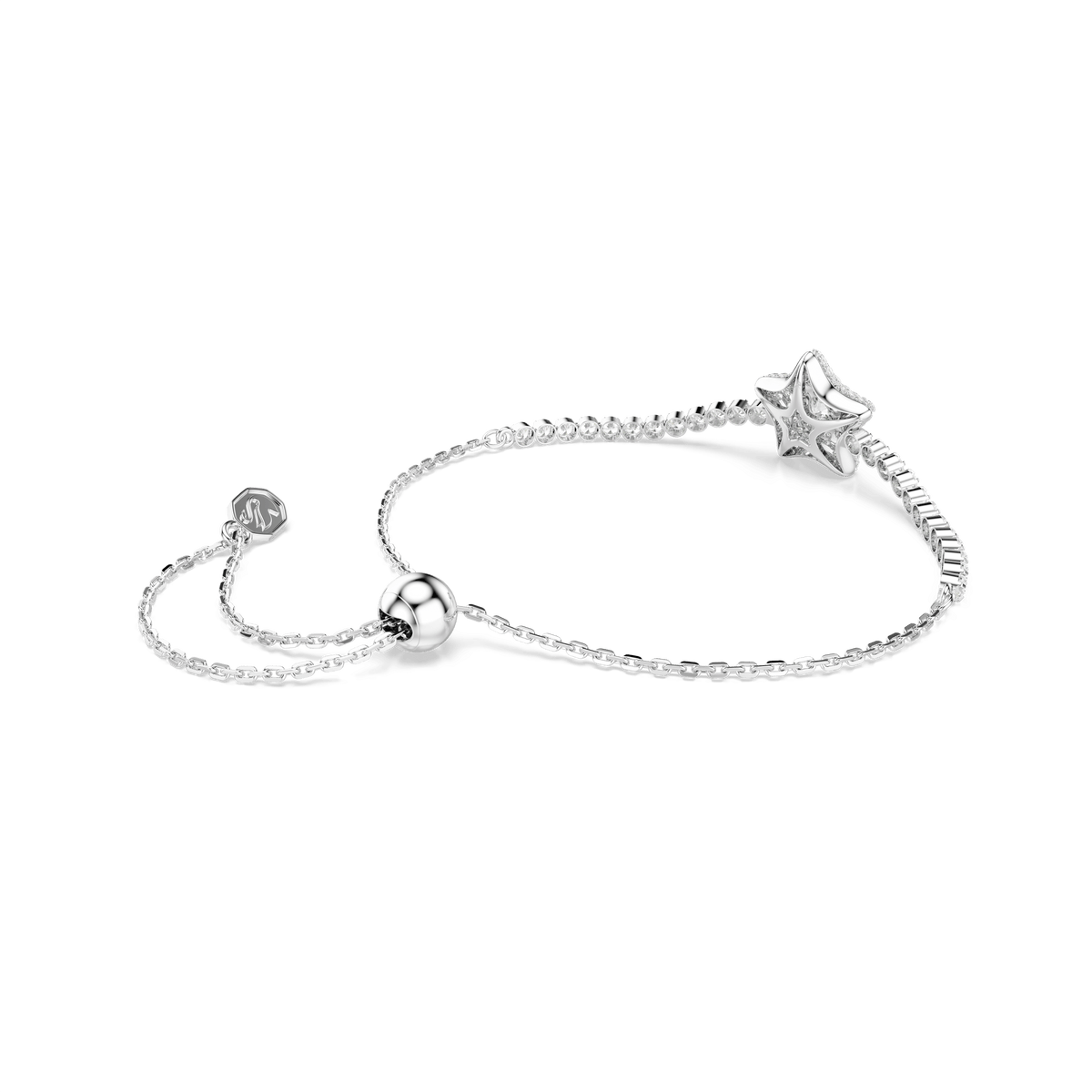 Sublima bracelet, Round cut, Star, White, Rhodium plated