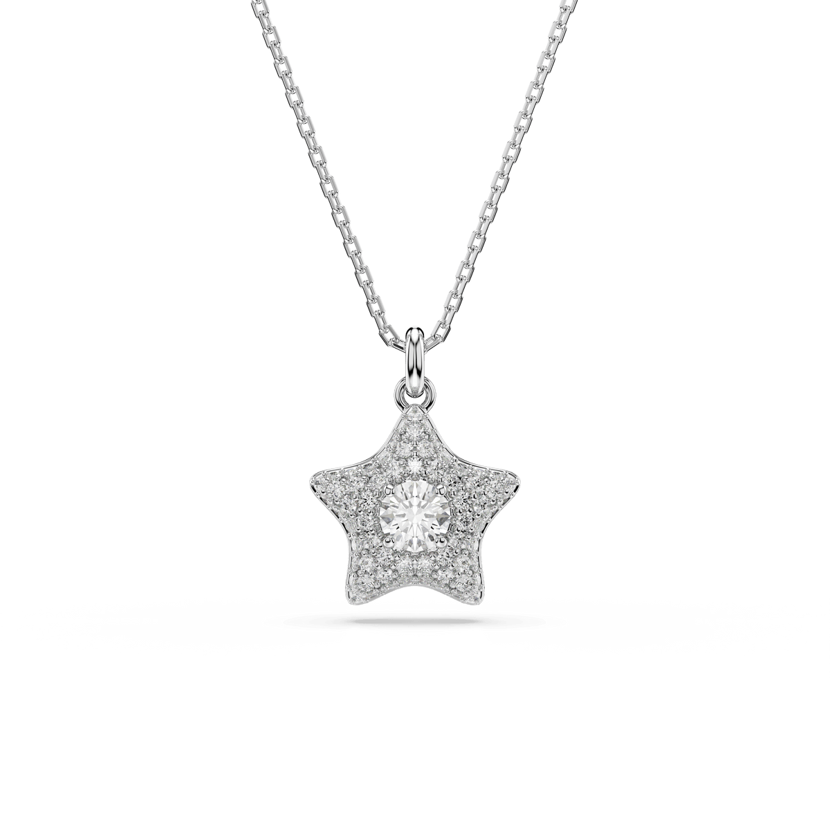 Sublima pendant, Round cut, Star, White, Rhodium plated