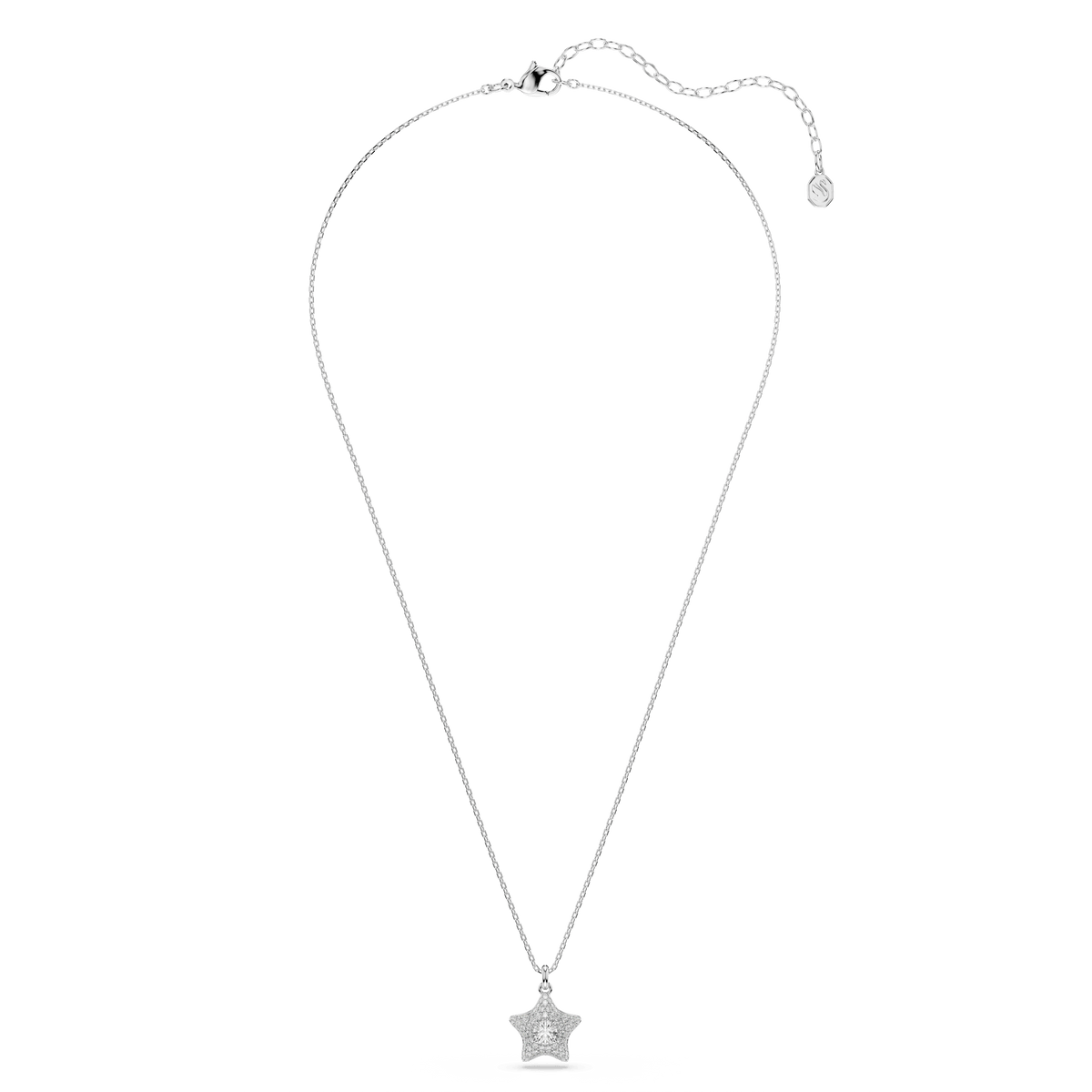 Sublima pendant, Round cut, Star, White, Rhodium plated