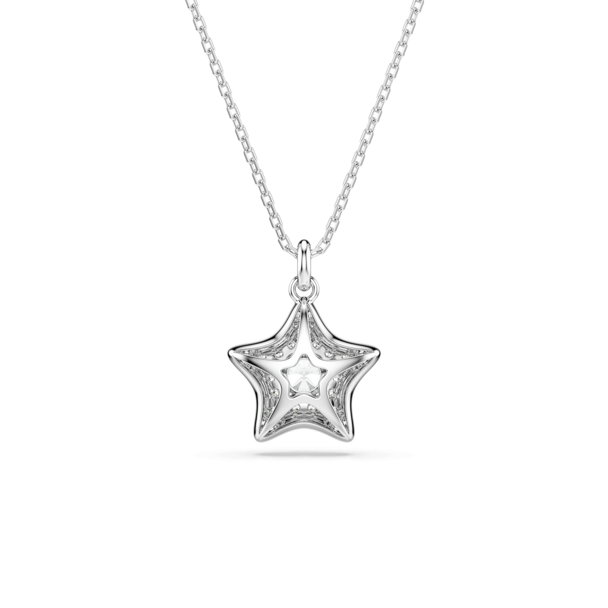 Sublima pendant, Round cut, Star, White, Rhodium plated