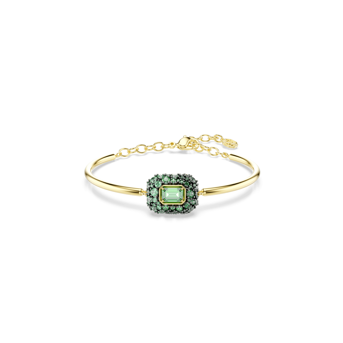 Sublima bangle, Octagon cut, Green, 18K gold finish