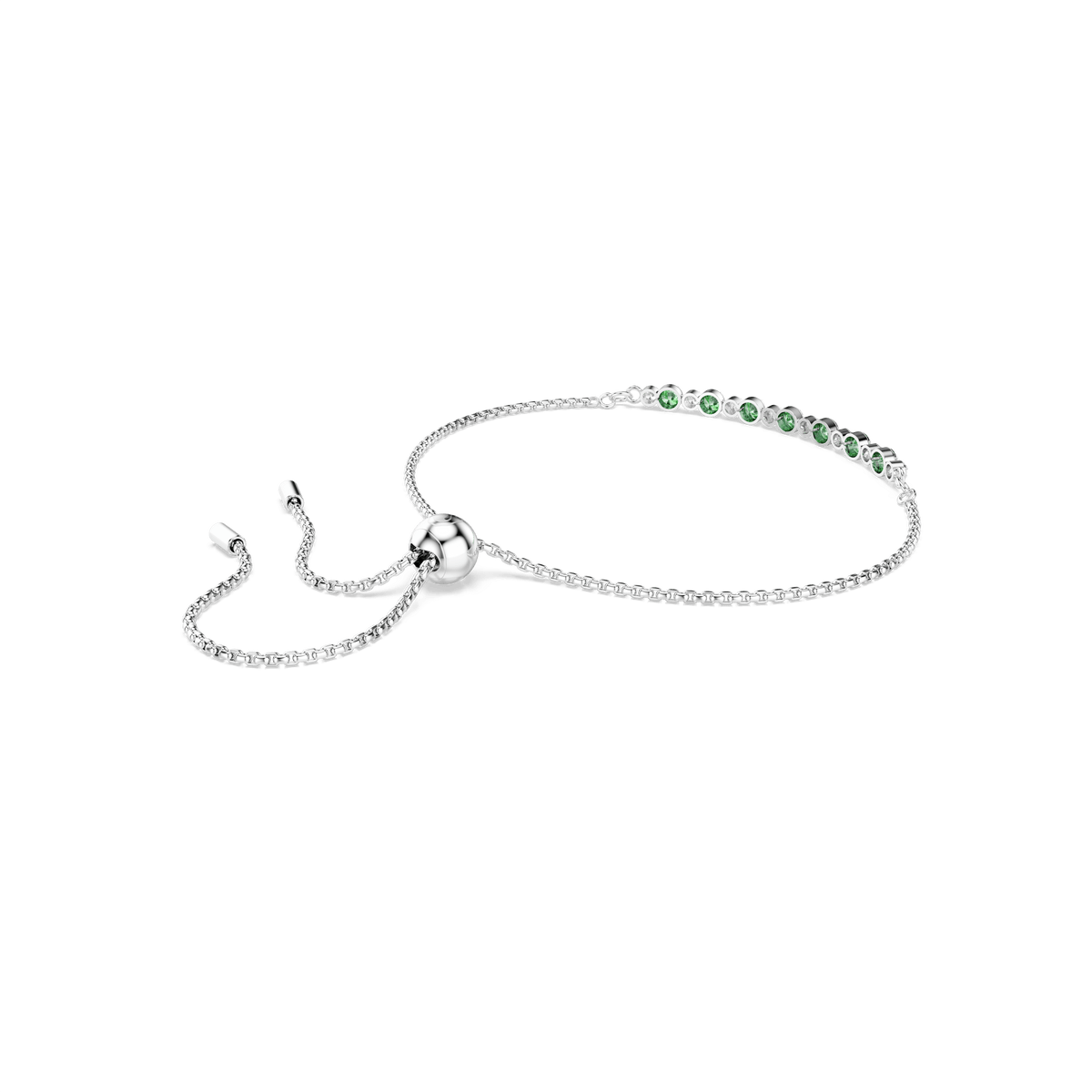 Matrix bracelet, Round cut, Green, Rhodium plated