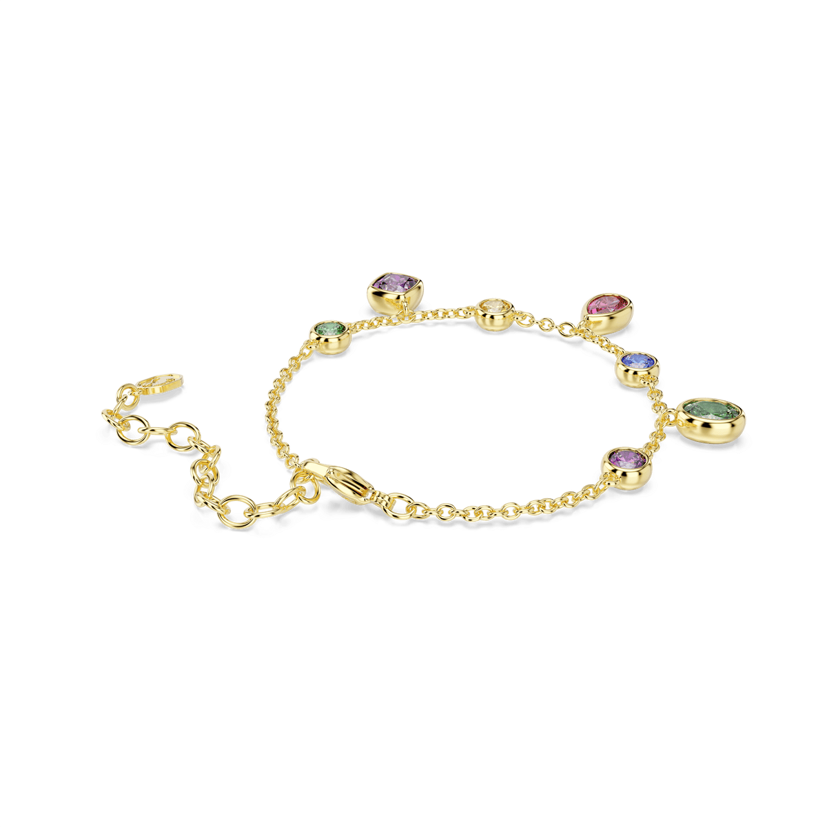Imber bracelet, Mixed cuts, Multicolored, 18K gold finish