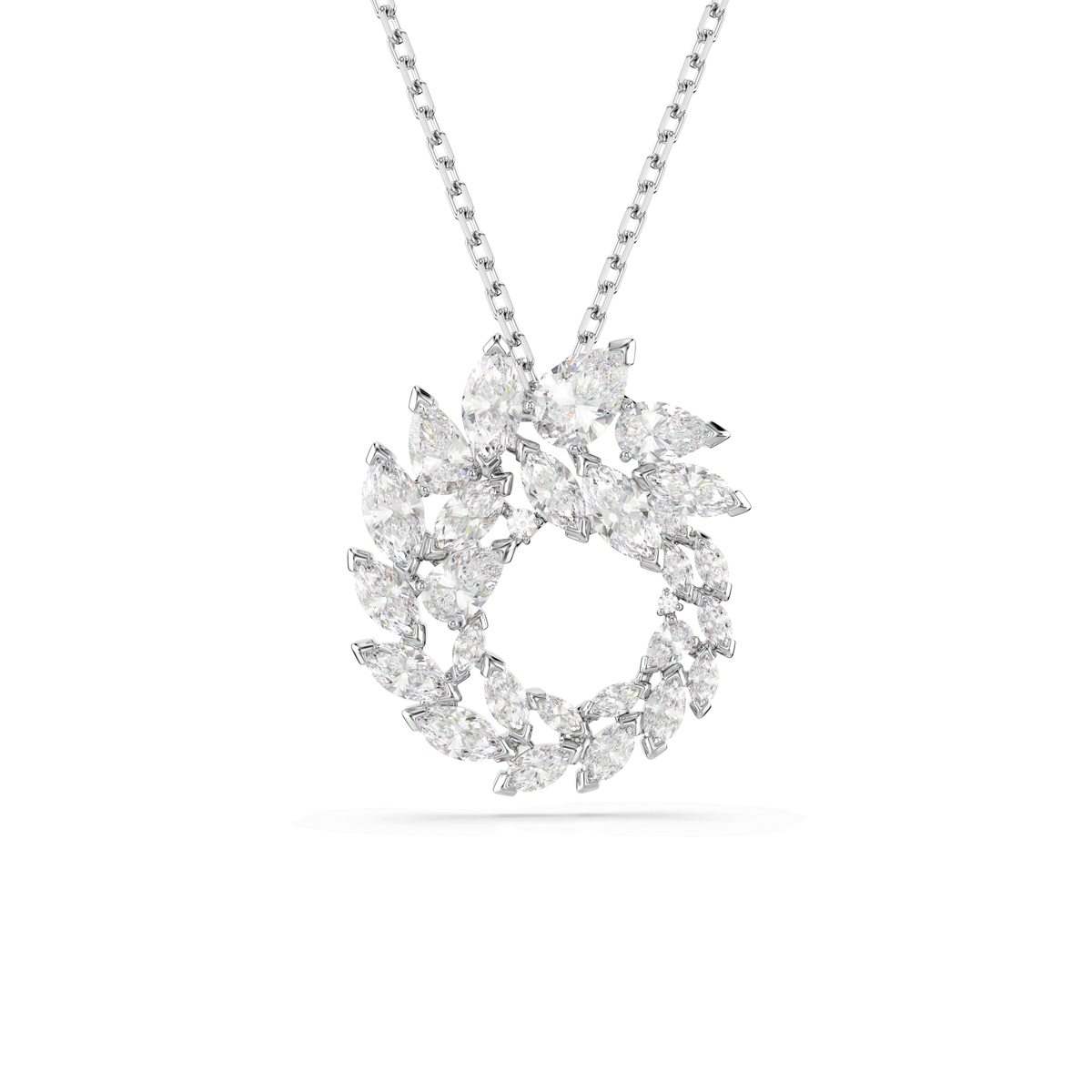 Mesmera pendant, Marquise cut, White, Rhodium plated