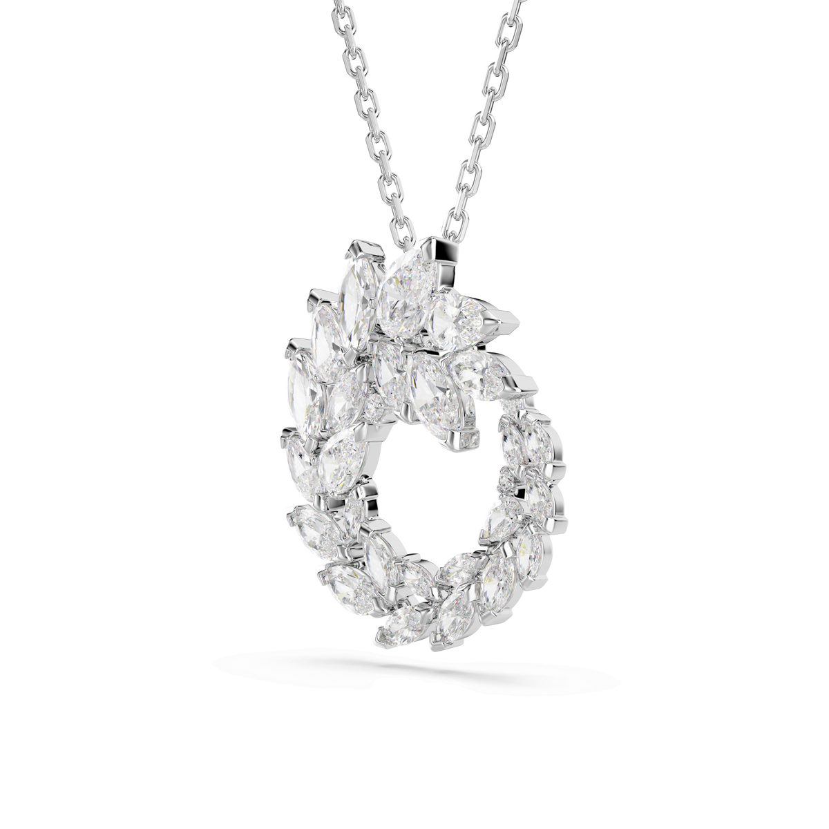 Mesmera pendant, Marquise cut, White, Rhodium plated