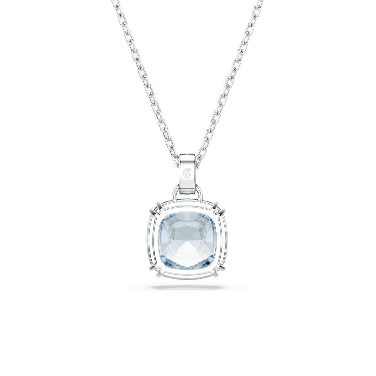 Millenia pendant, Cushion cut, Blue, Rhodium plated