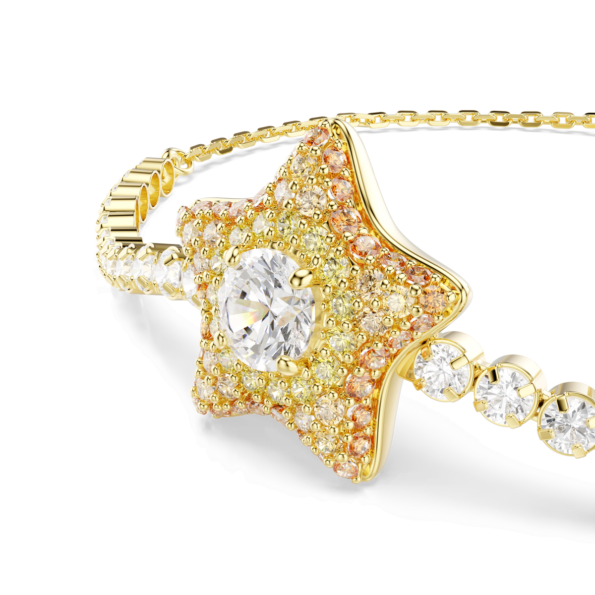Sublima bracelet, Round cut, Star, Multicolored, 18K gold finish