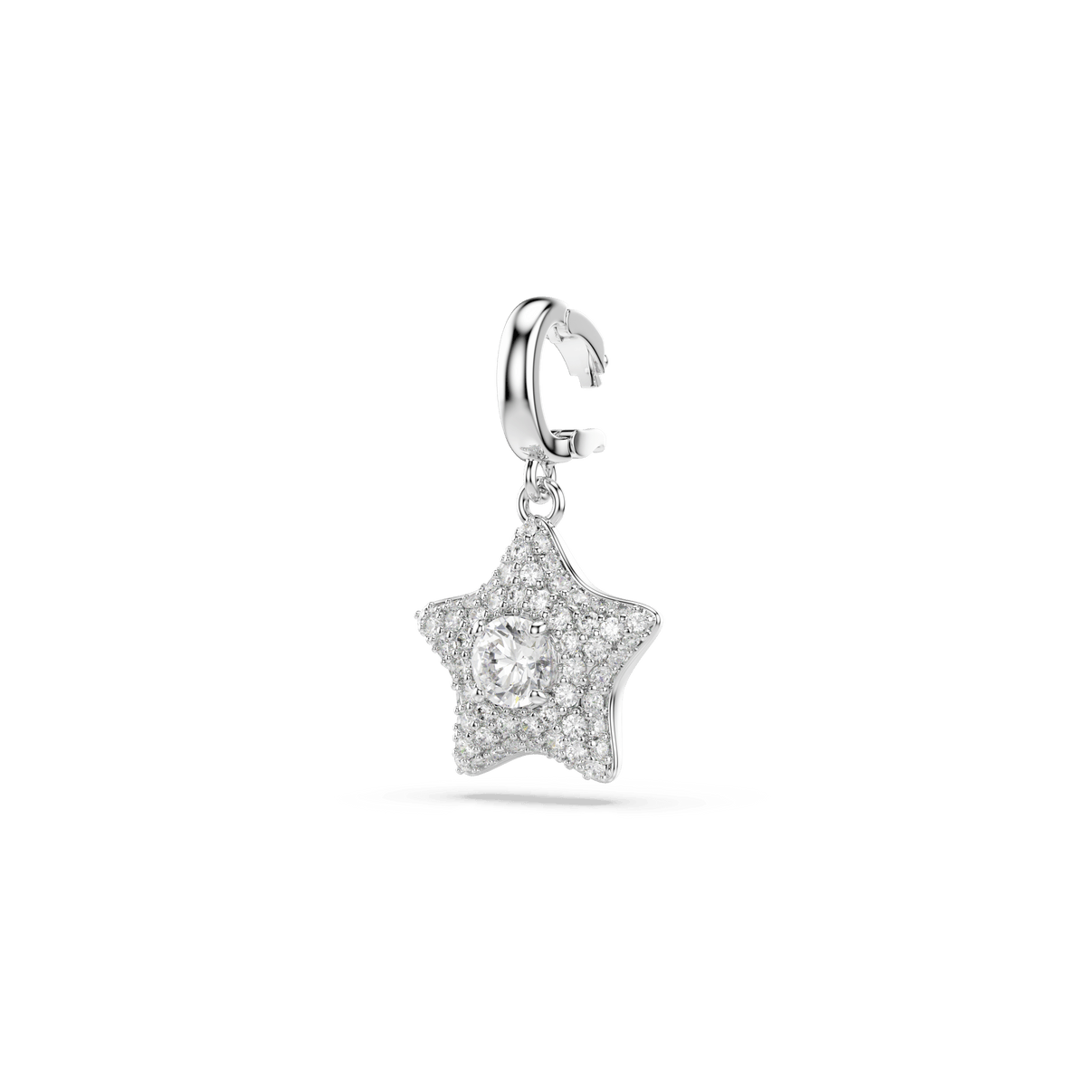 Sublima charm, Round cut, Star, White, Rhodium plated