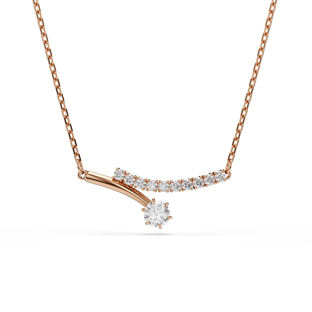 Matrix necklace, Round cut, White, 18K rose gold finish