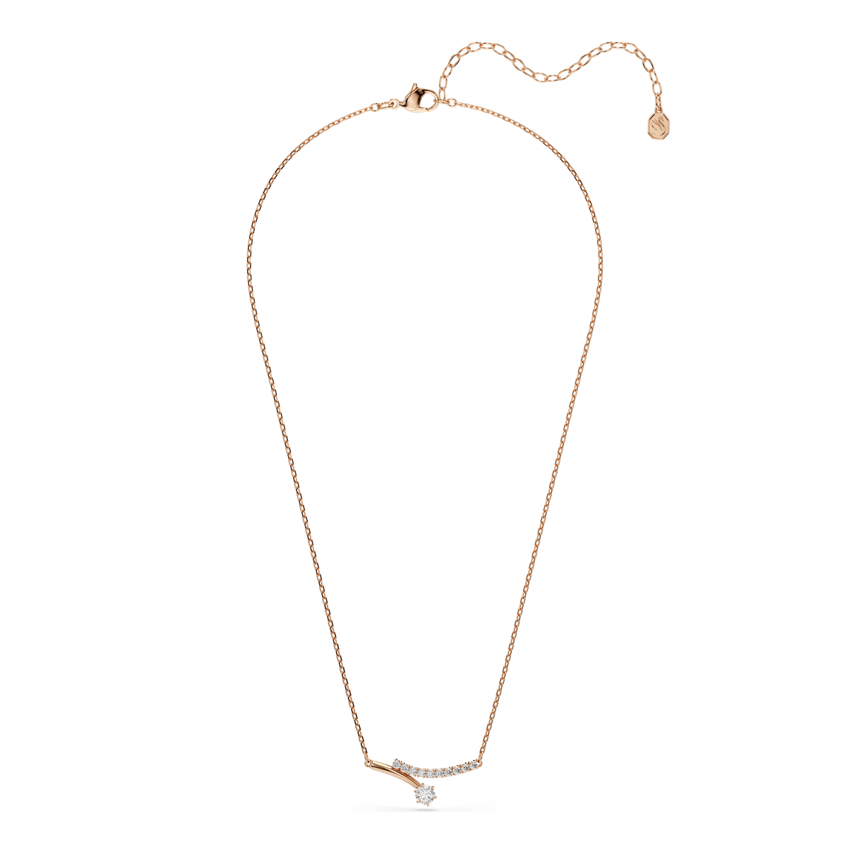 Matrix necklace, Round cut, White, 18K rose gold finish