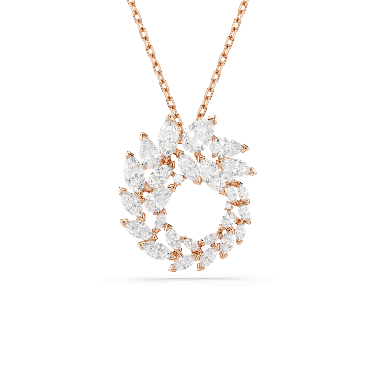 Mesmera pendant, Marquise cut, White, 18K rose gold finish