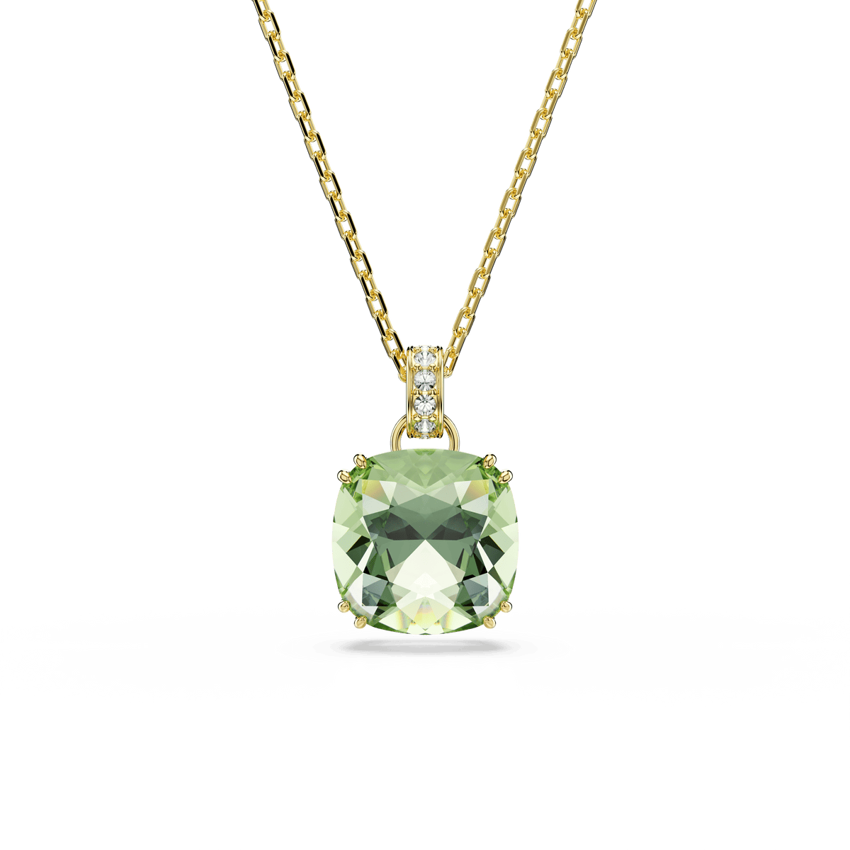 Millenia pendant, Cushion cut, Green, 18K gold finish