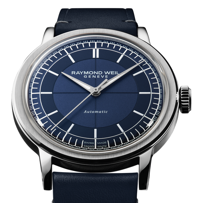 Millesime Men's Automatic Blue Sector Dial Blue Leather Strap Watch, 39.5mm 2925-STC-50001