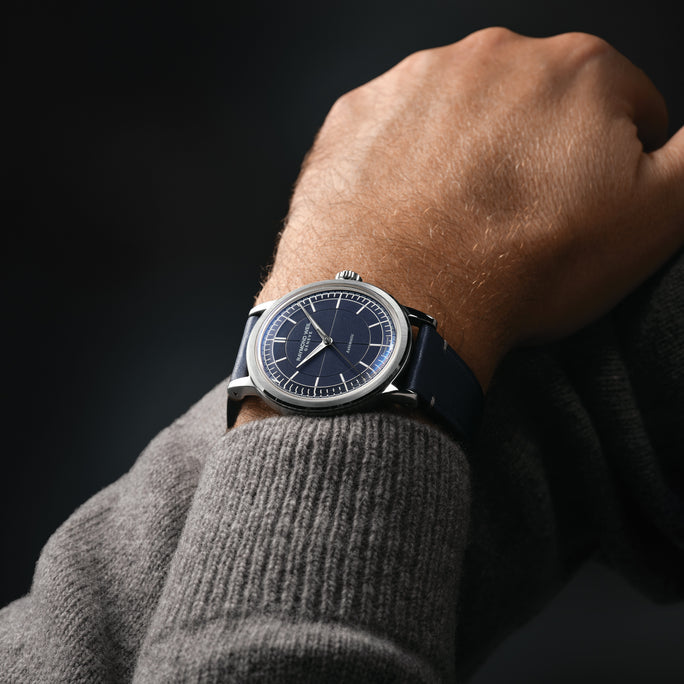 Millesime Men's Automatic Blue Sector Dial Blue Leather Strap Watch, 39.5mm 2925-STC-50001