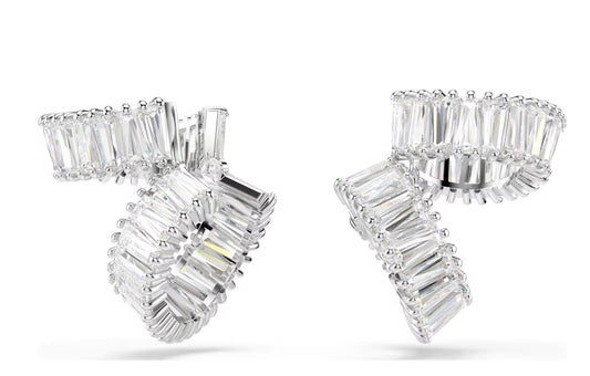 Ariana Grande x Swarovski ear cuffs Baguette cut, White, Rhodium plated