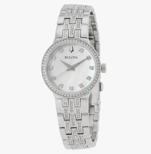 Quartz Crystal White Mother of Pearl Dial Ladies Watch 96X163