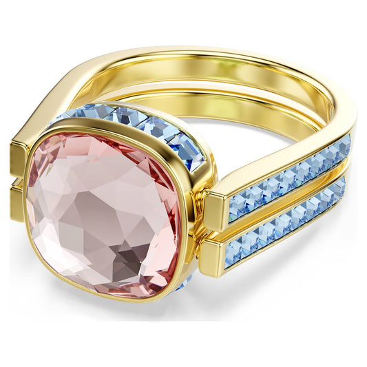 Chroma ring Cushion cut, Multicolored, 18K gold finish